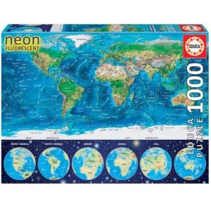 EDUCA 1000 PIECE NEON WORLD MAP PUZZLE