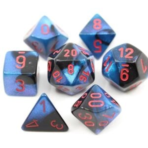 CHESSEX 20658 GEMINI MINI POLYHEDRAL 7 DICE SET BLACK-STARLIGHT/RED