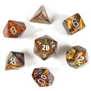 CHESSEX 27493 LUSTROUS POLYHEDRAL 7 DICE SET GOLD/SILVER