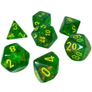 CHESSEX 27565 BOREALIS POLYHEDRAL 7 DICE SET MAPLE GREEN/YELLOW