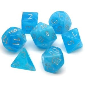 CHESSEX 27566 LUMINARY POLYHEDRAL 7 DICE SET SKY/SILVER