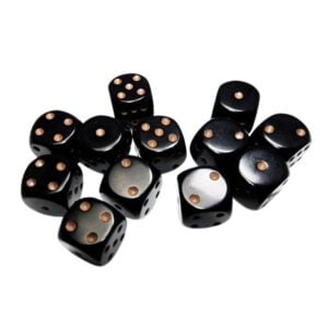CHESSEX 25628 OPAQUE 16mm 12xD6 BLACK/GOLD